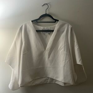 Elegant Cream V-Neck Women's Blouse